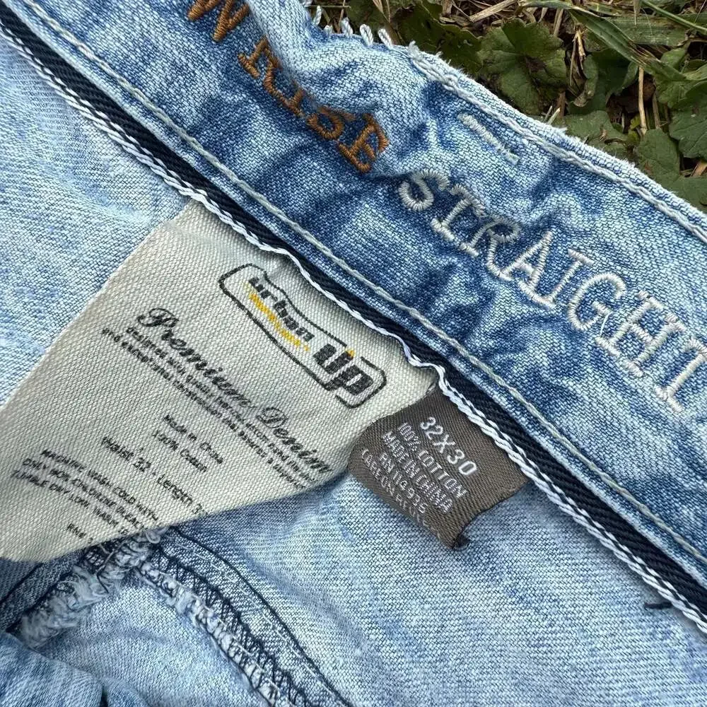 Urban Up Premium Denim Straight Leg Distressed Jeans Men's 32x30